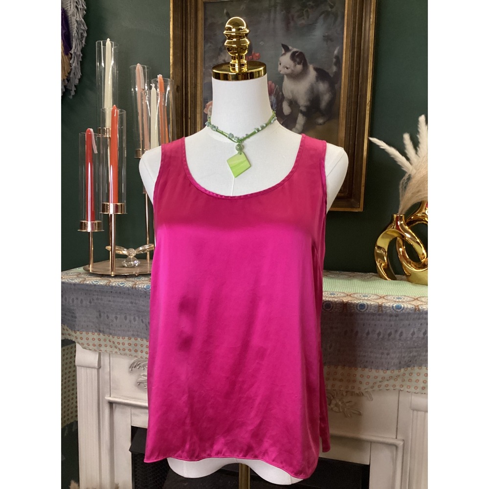 Talbots Petites Magenta 100% Silk Tank Top Blouse Pink Sleeveless 6P CA 23147